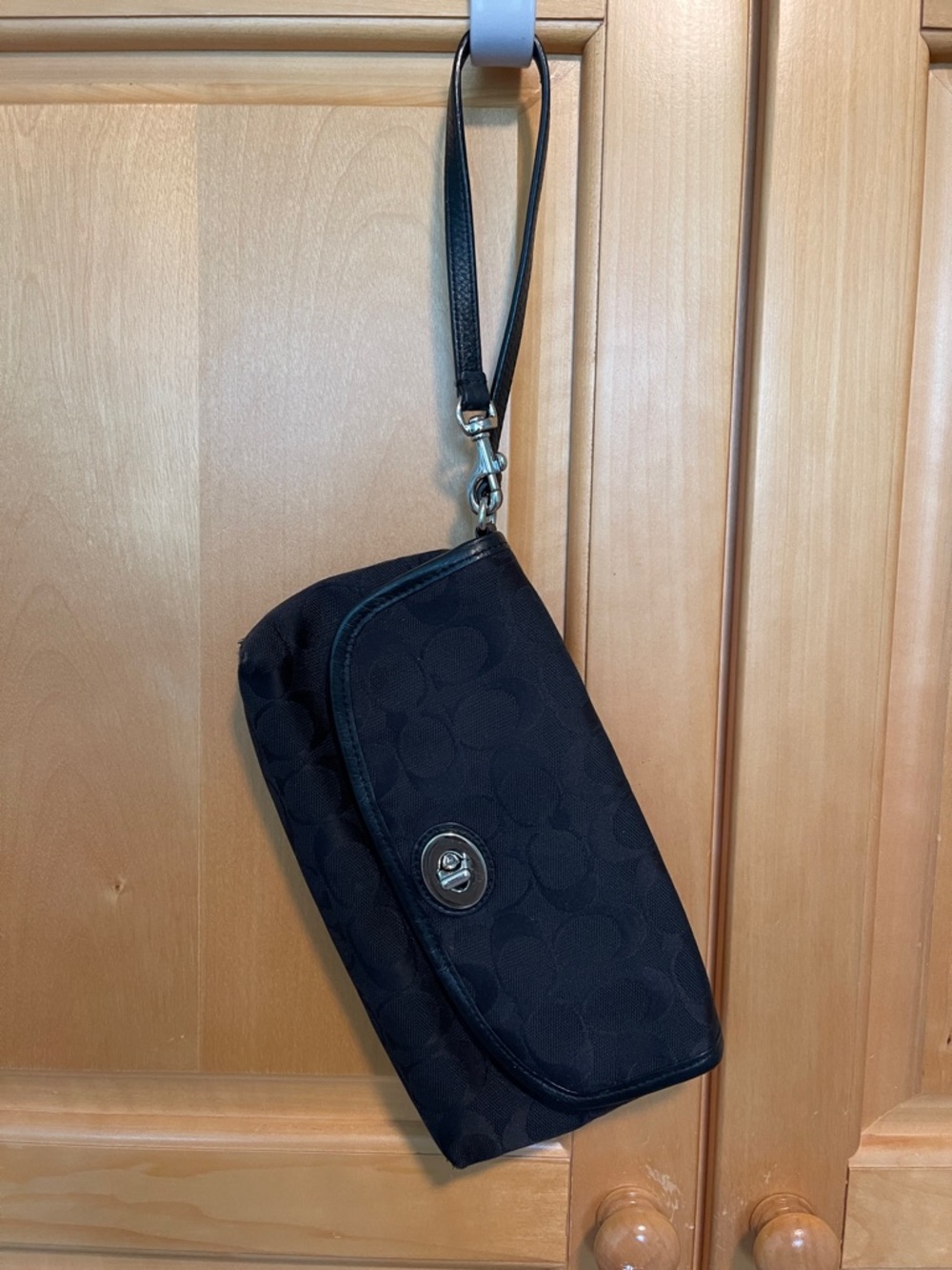 Coach Black Wristlet  - Classic C pattern